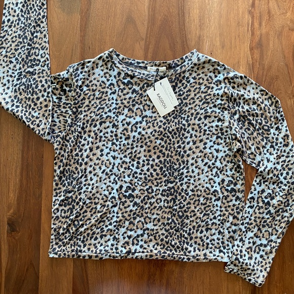 NWT RAGDOLL LA Long Sleeve Crop Tee in Leopard - Picture 3 of 6